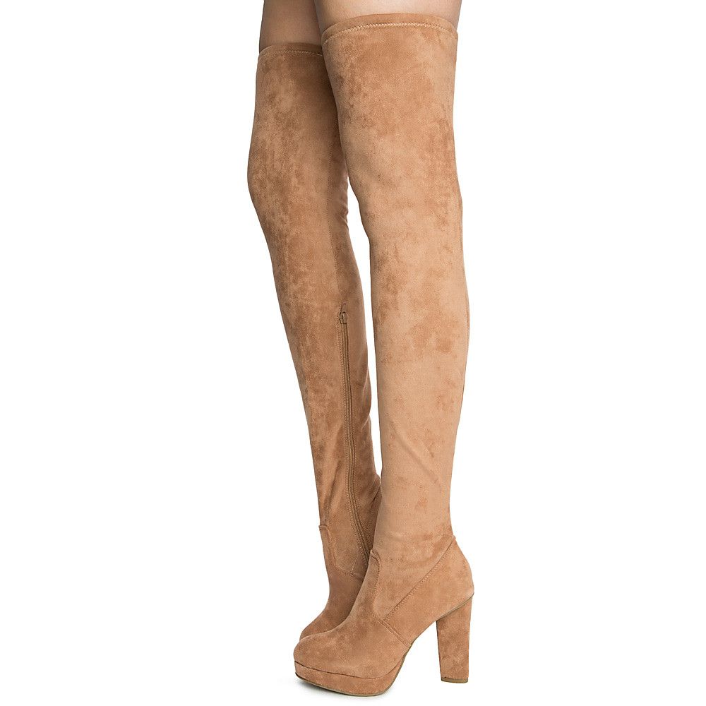Women's Twisty-02S Thigh High Boots Camel