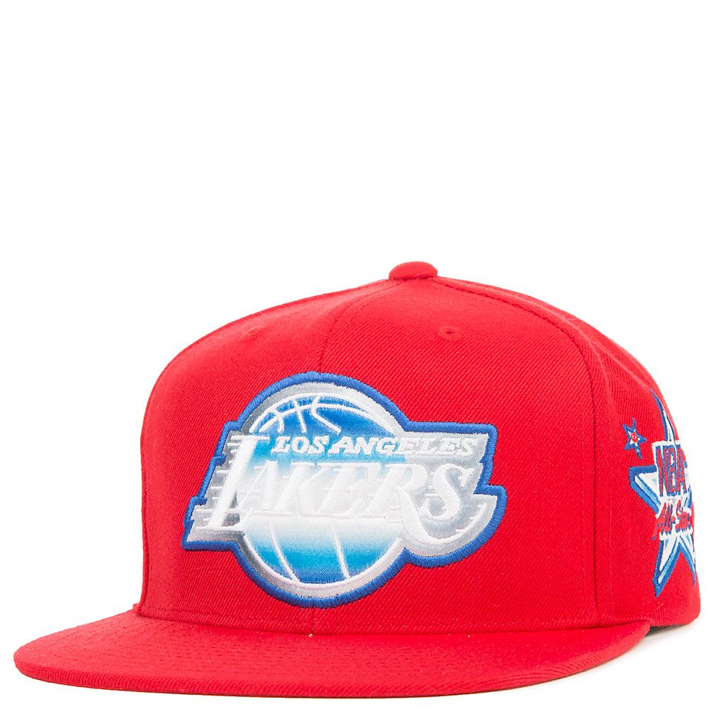 red and white lakers hat