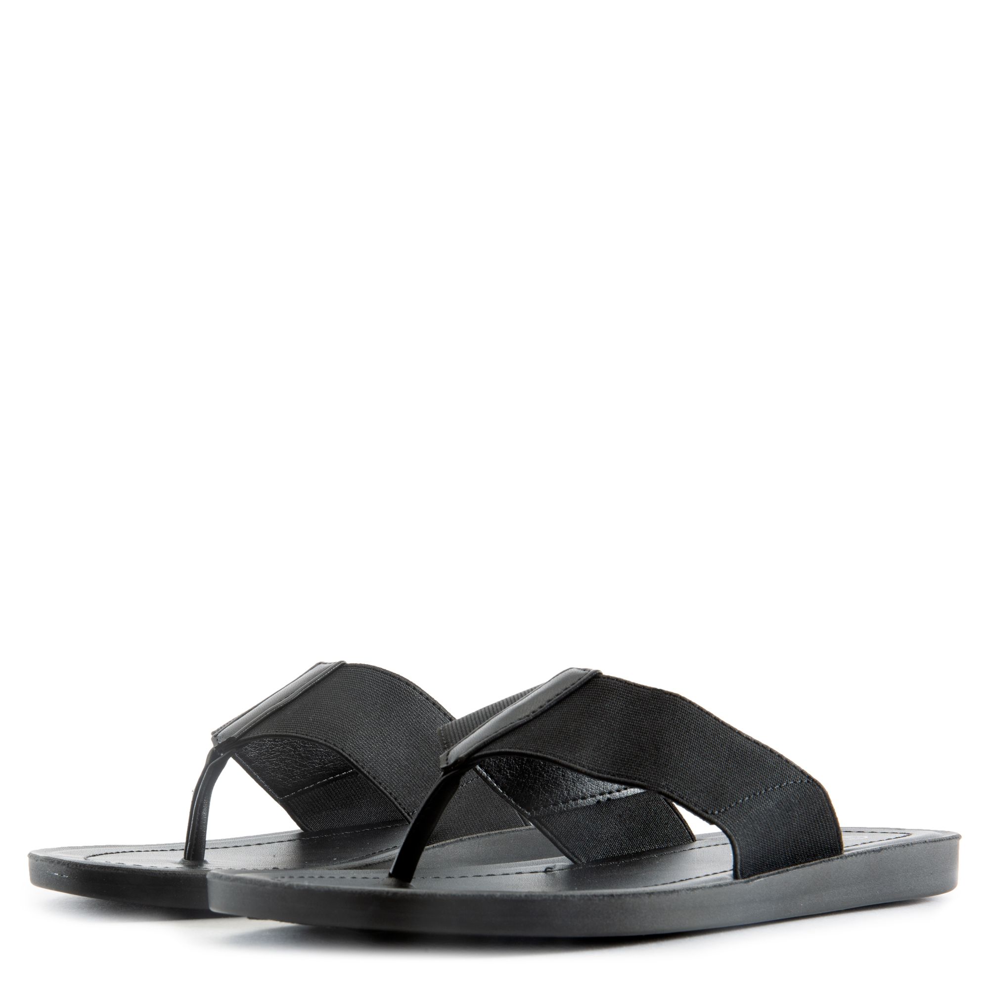 black elastic sandals flat