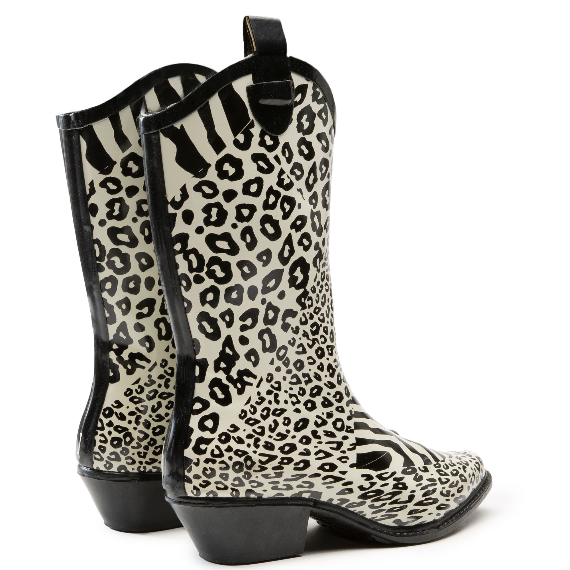 cow print rubber boots