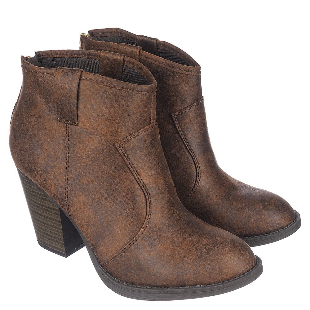 women's brown ankle boots low heel