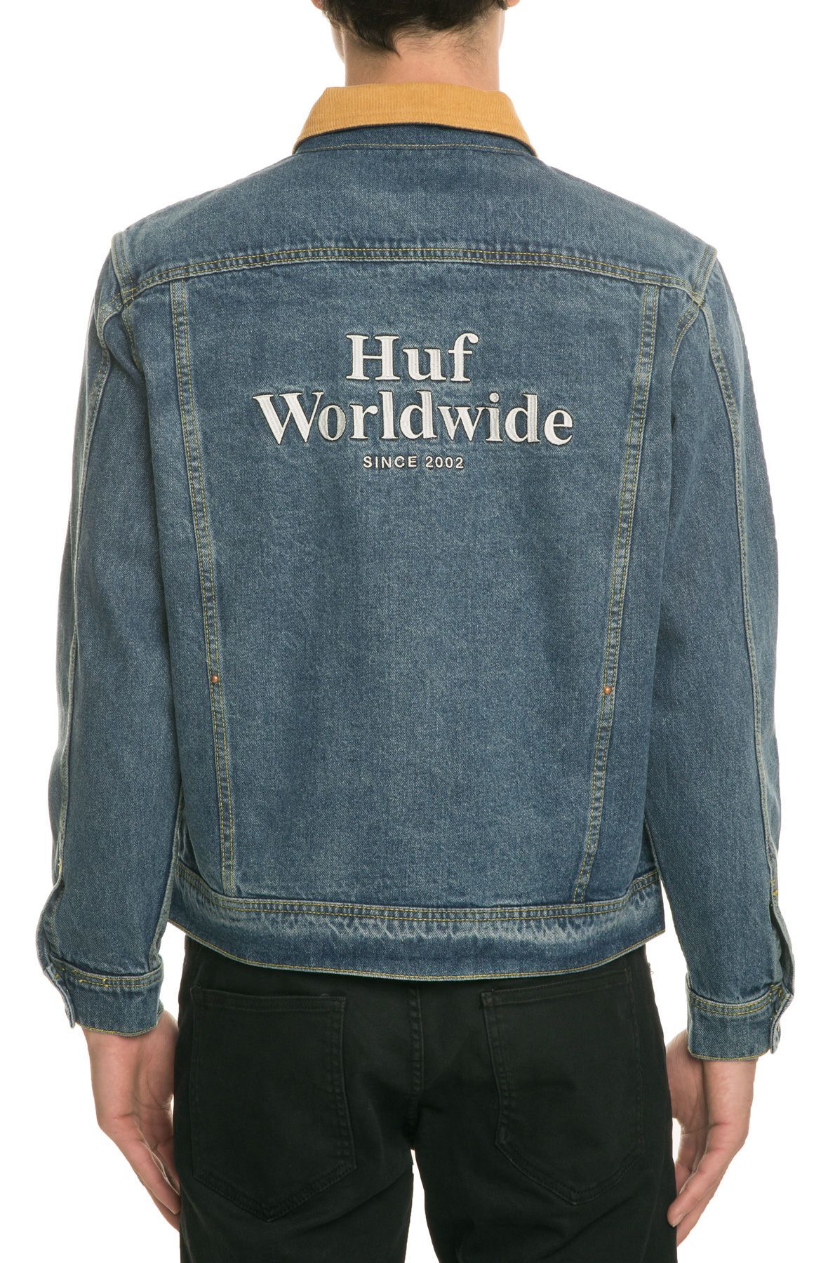 HUF The Brooklyn Denim Embroidered Jacket in Medium Blue -JK00072