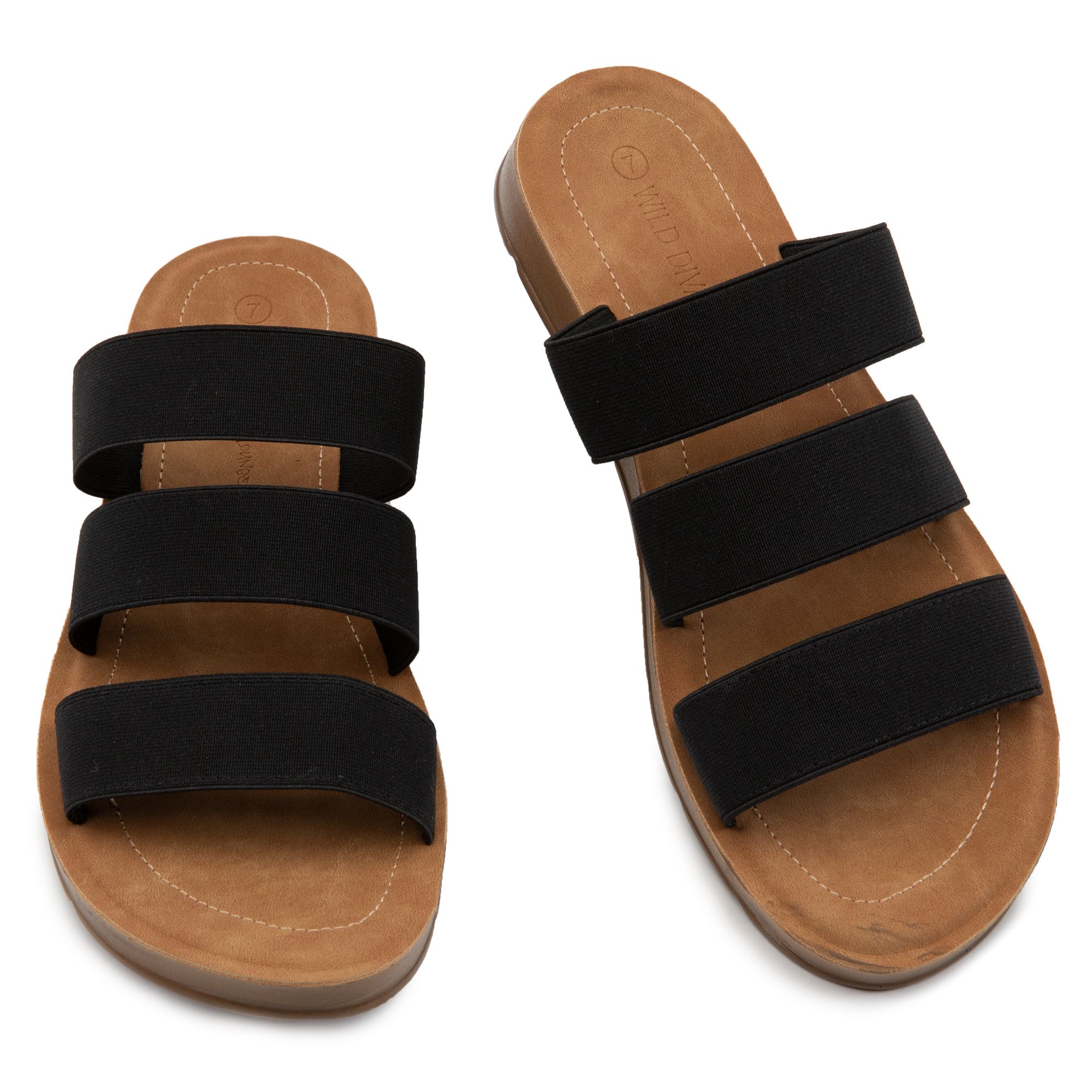 3 strap black sandals