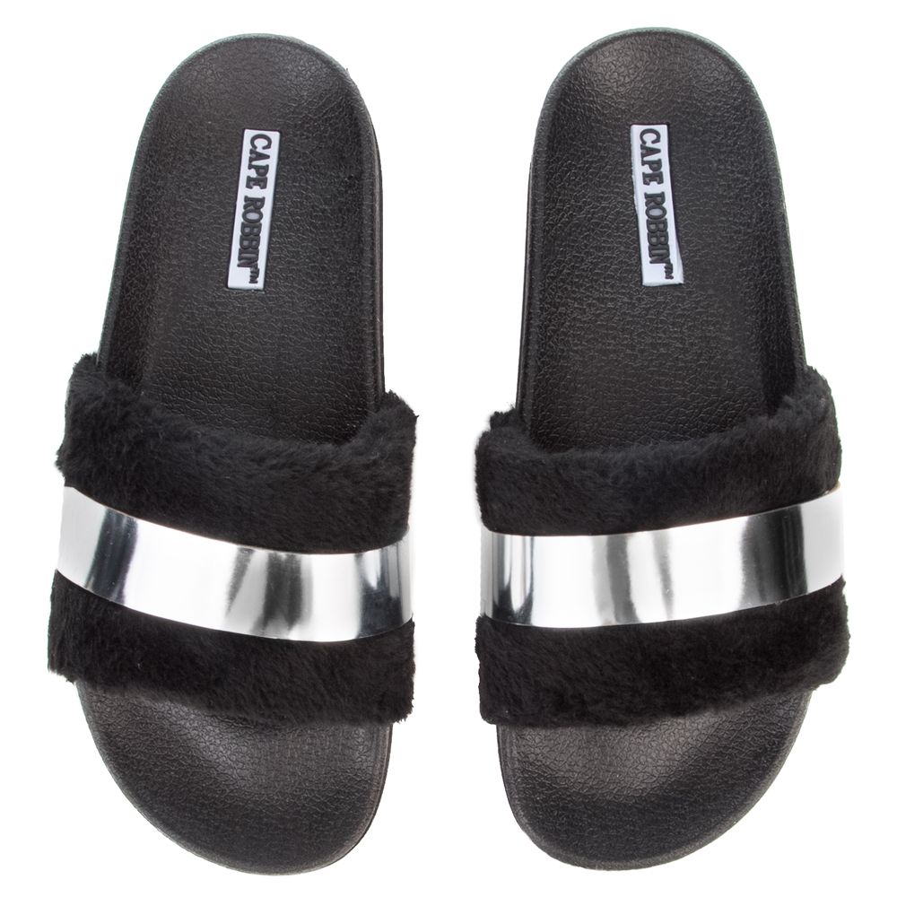 women silver slides