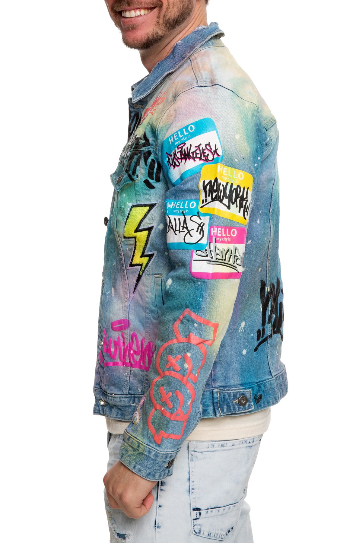 SMOKE RISE Paint Graphic Denim Jacket JJ20239HTHBL Shiekh