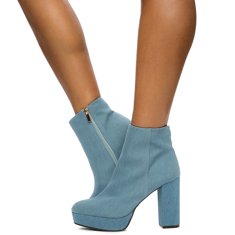 women blue booties