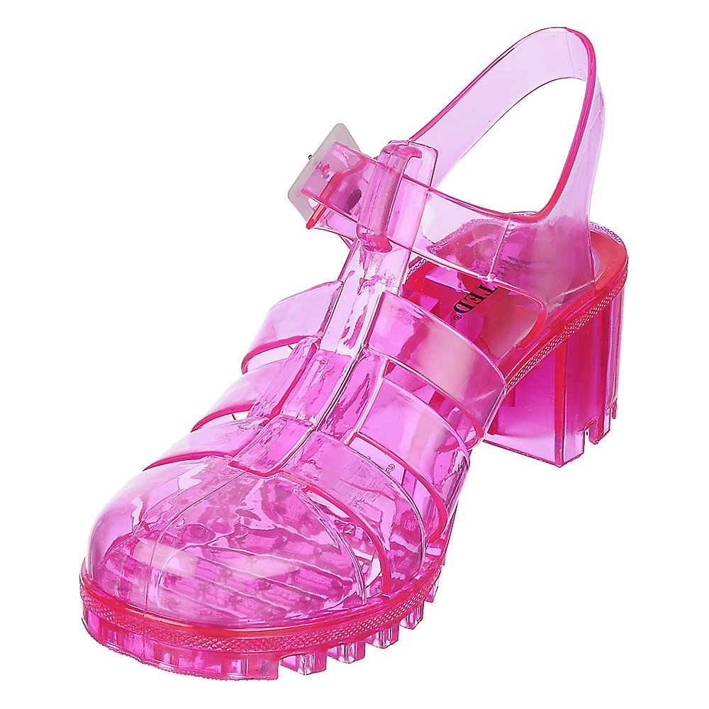 WANTED SHOES INC. Women's Gumball Low Heel Jelly Sandal GUMBALL/FUCHSIA ...