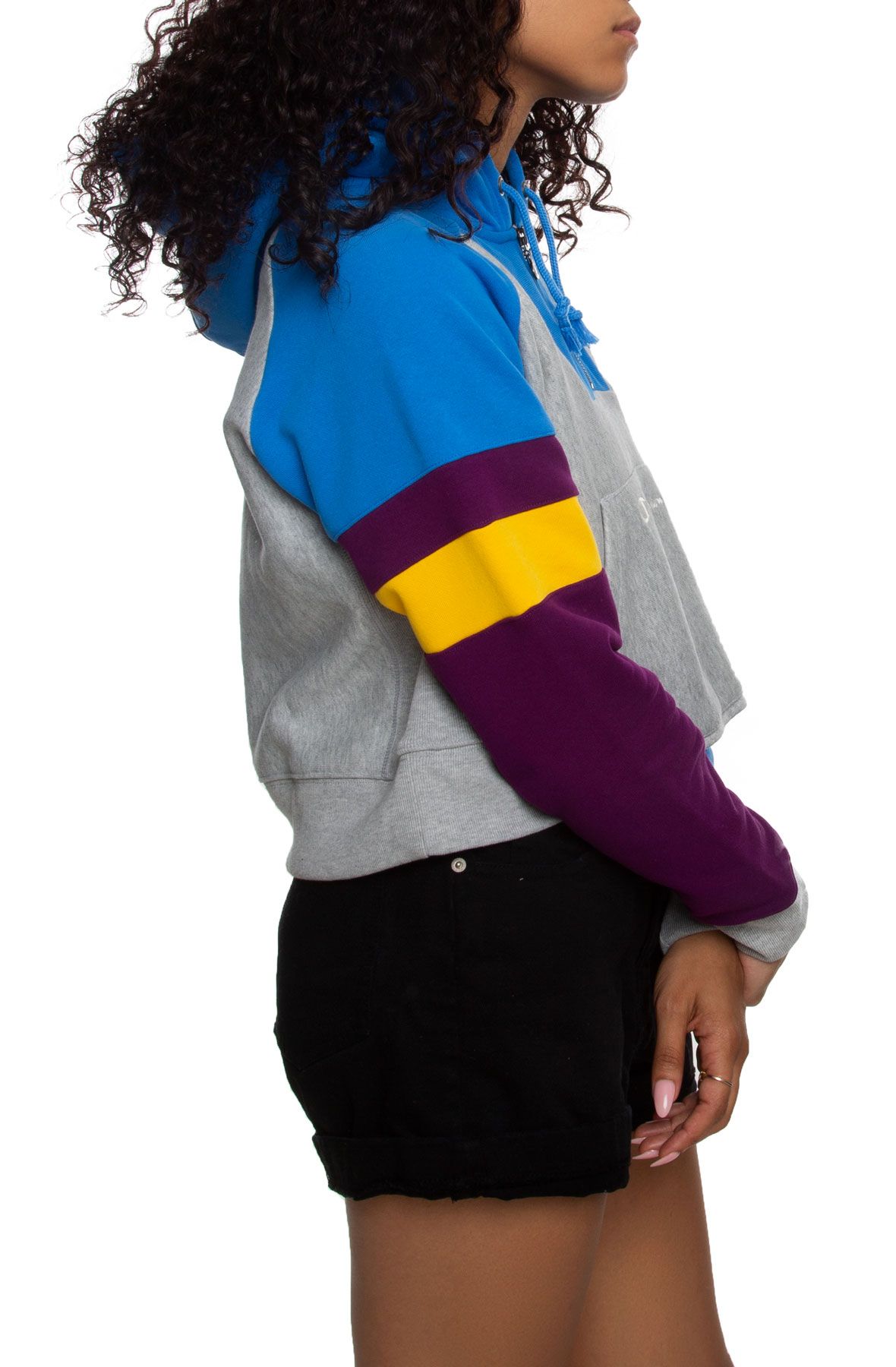 Reverse Weave Colorblock Oversized 1/2 Zip Pullover Hoodie