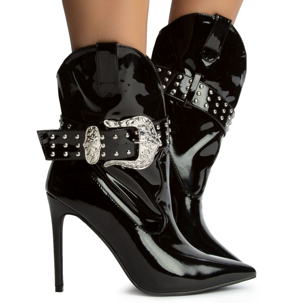 zydeco pointy toe buckle booties