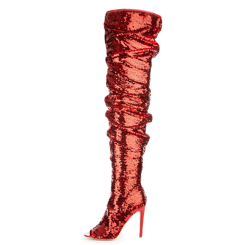 CAPE ROBBIN Julia-1 Red High Heel Boots JULIA-1/RED - Shiekh