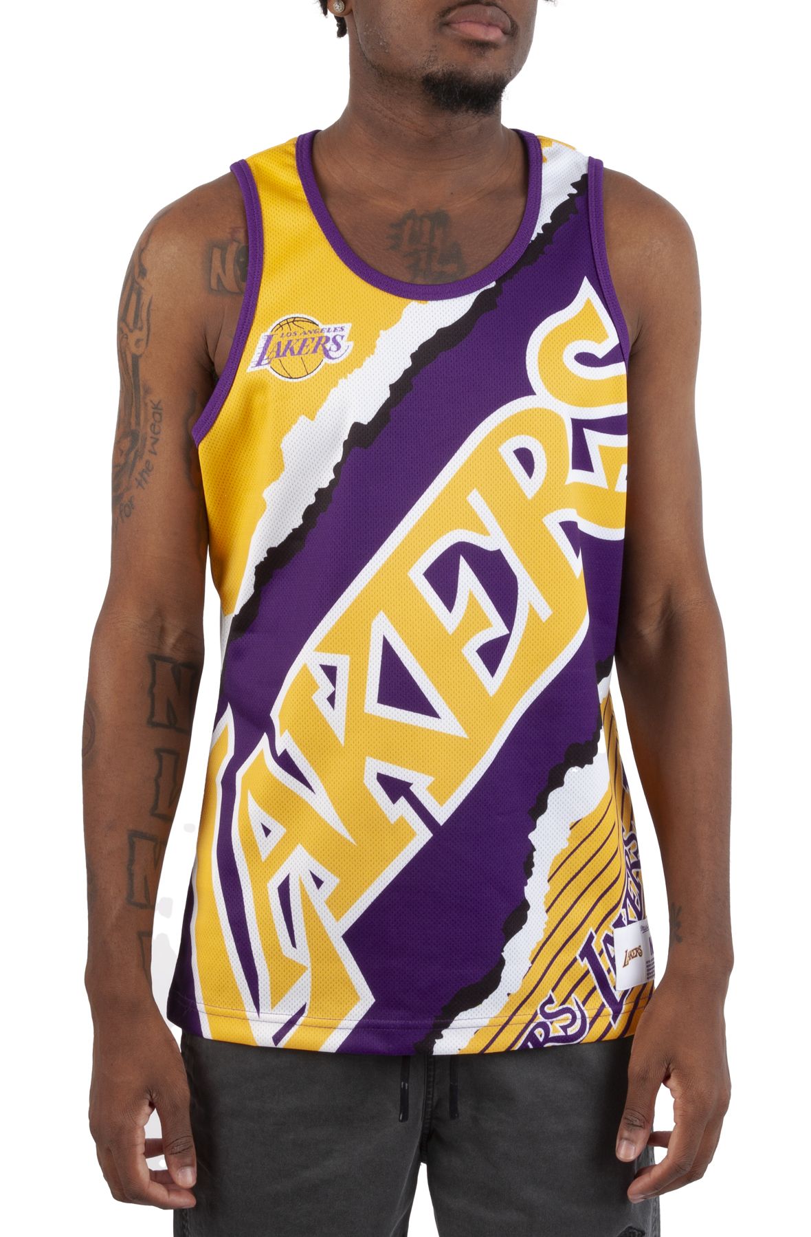 Men's Los Angeles Lakers Mitchell & Ness Blue Winning Team Mesh Button  Front Shirt