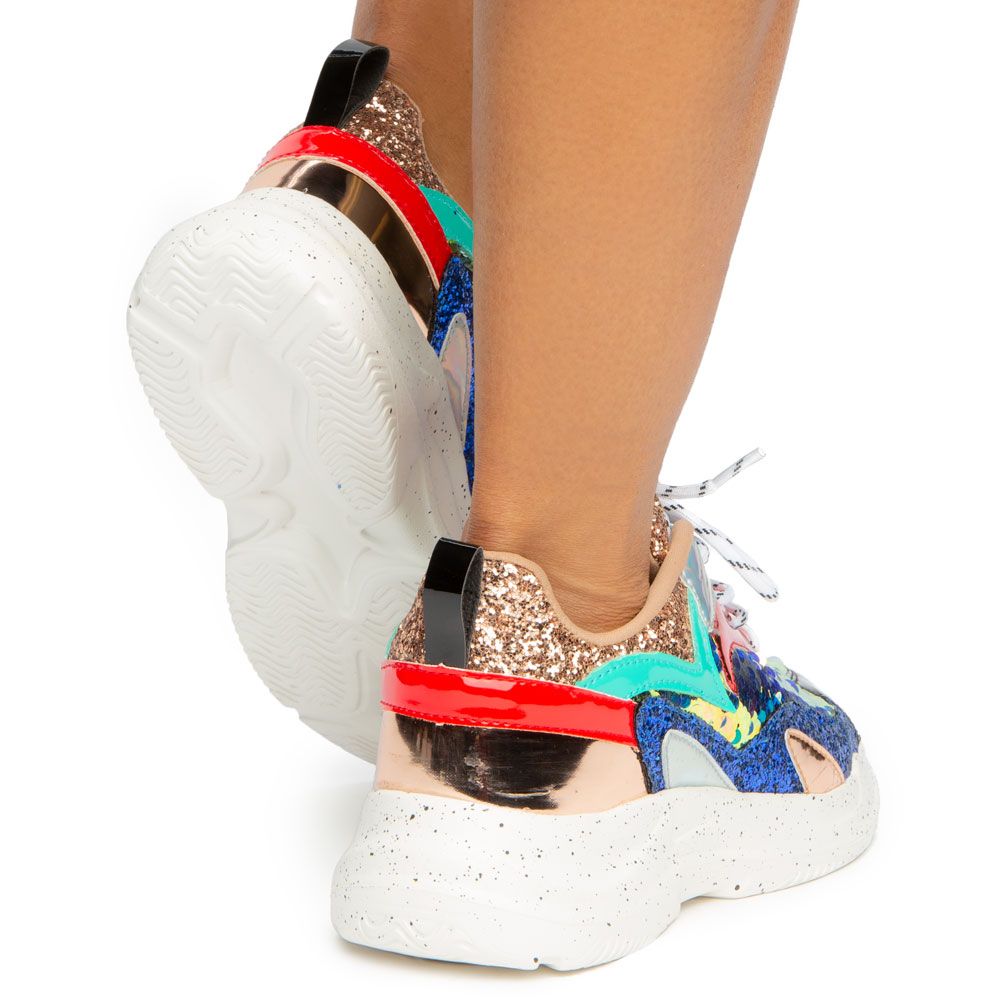 LILIANA BAMBAM-1 SEQUIN GLITTER MIX SNEAKERS BAMBAM-1-RGLD - Shiekh