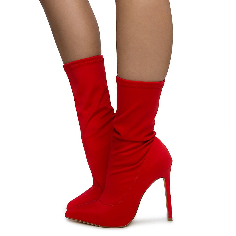 LILIANA Women's Angie High heel Ankle Boot ANGIE-13 RED - Shiekh