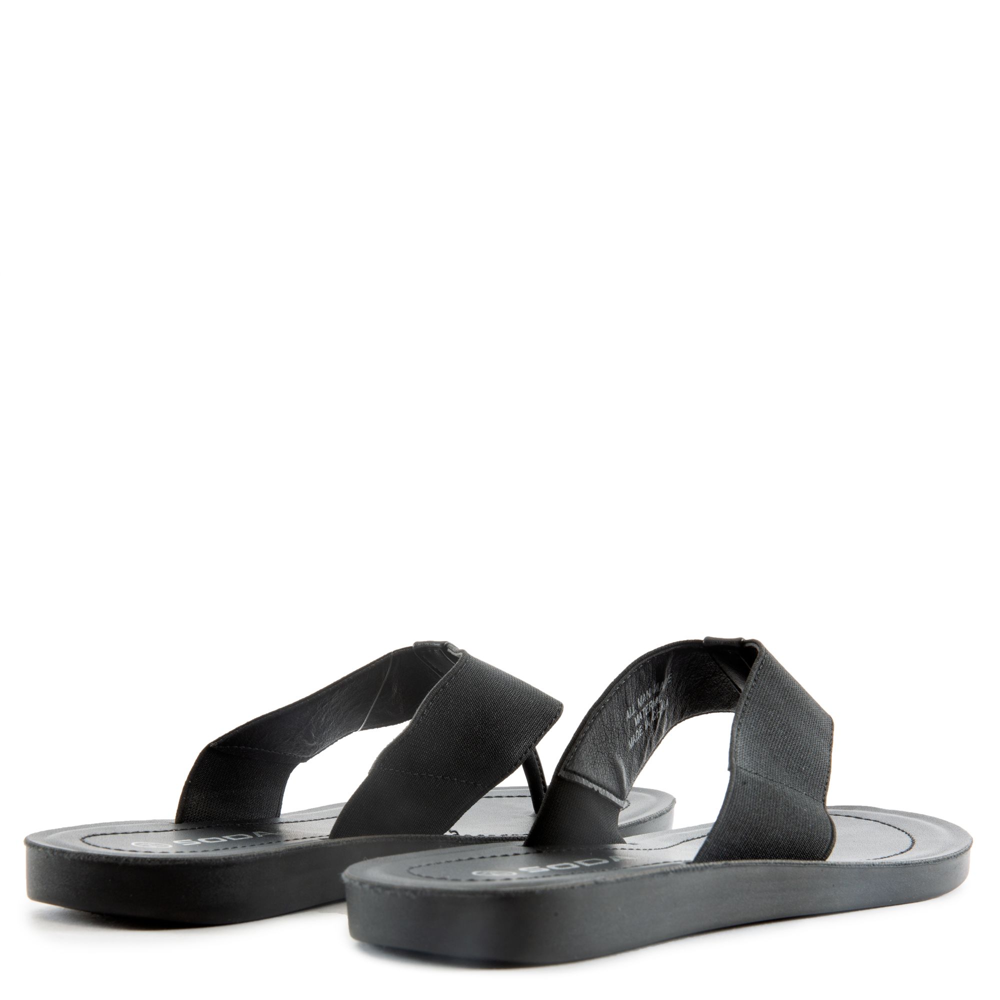 black elastic sandals flat