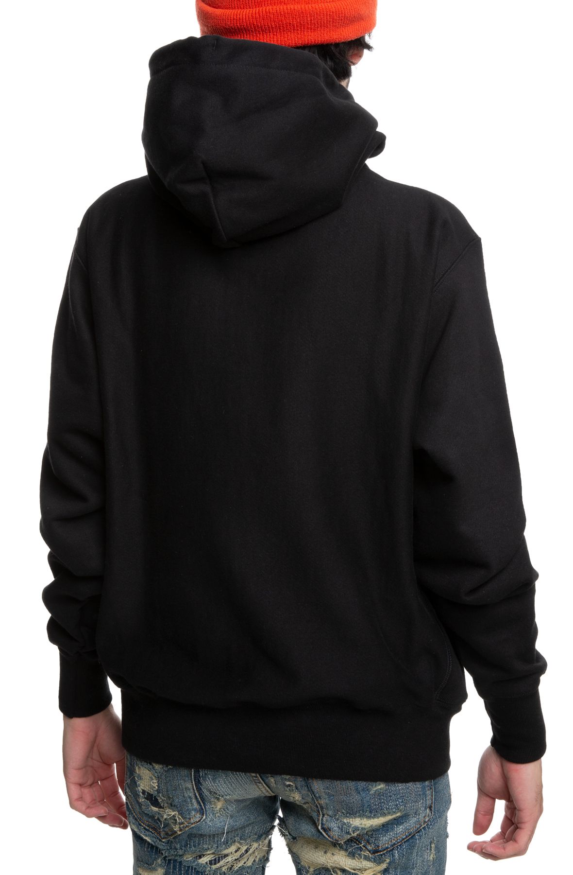 reverse weave french terry script hoodie