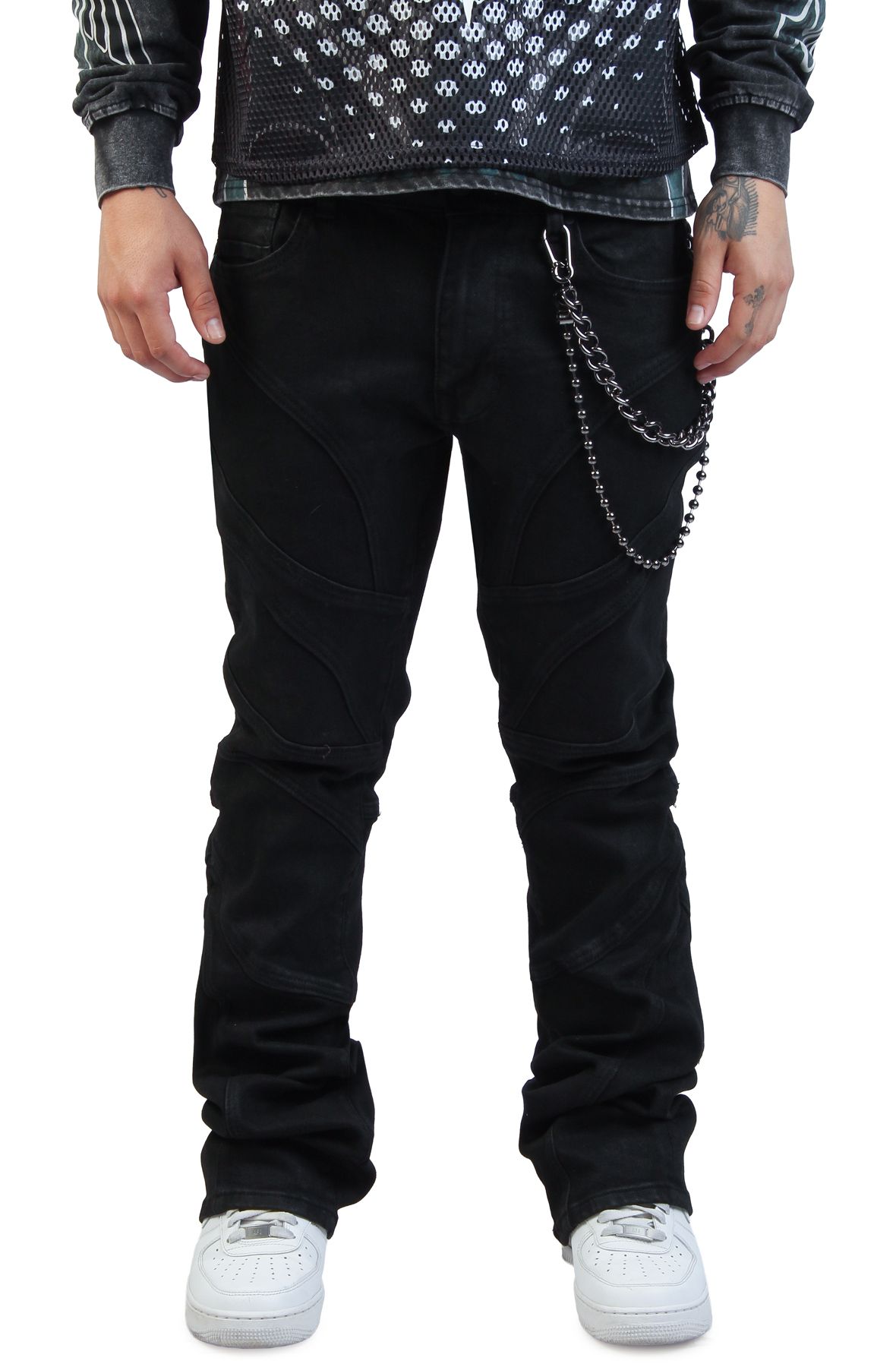 SMOKE RISE Engineer Panel Jeans JP26S418SK-BLK - Shiekh