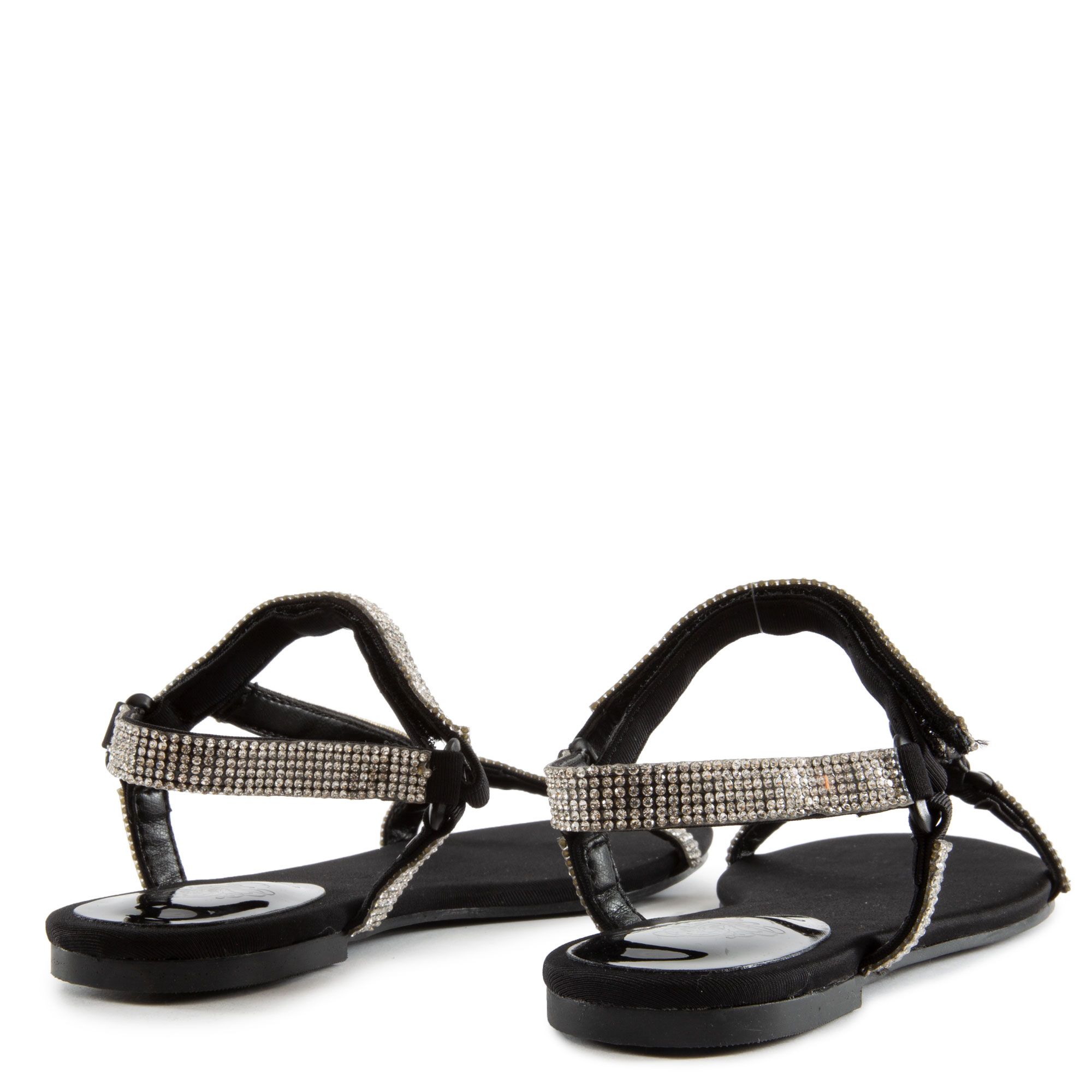 LILIANA Senorita-1 Rhinestone Strap Sandals SENORITA-1-BLACK