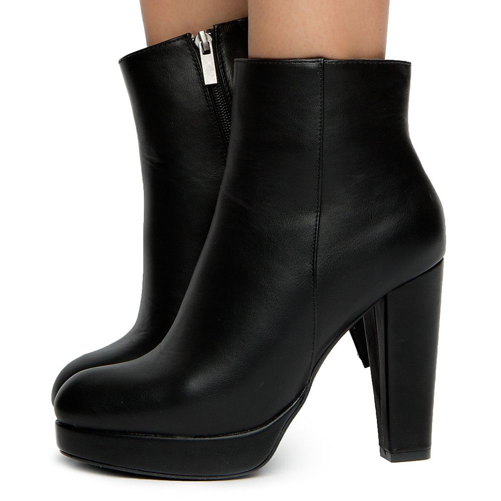 black ankle boots with high heel