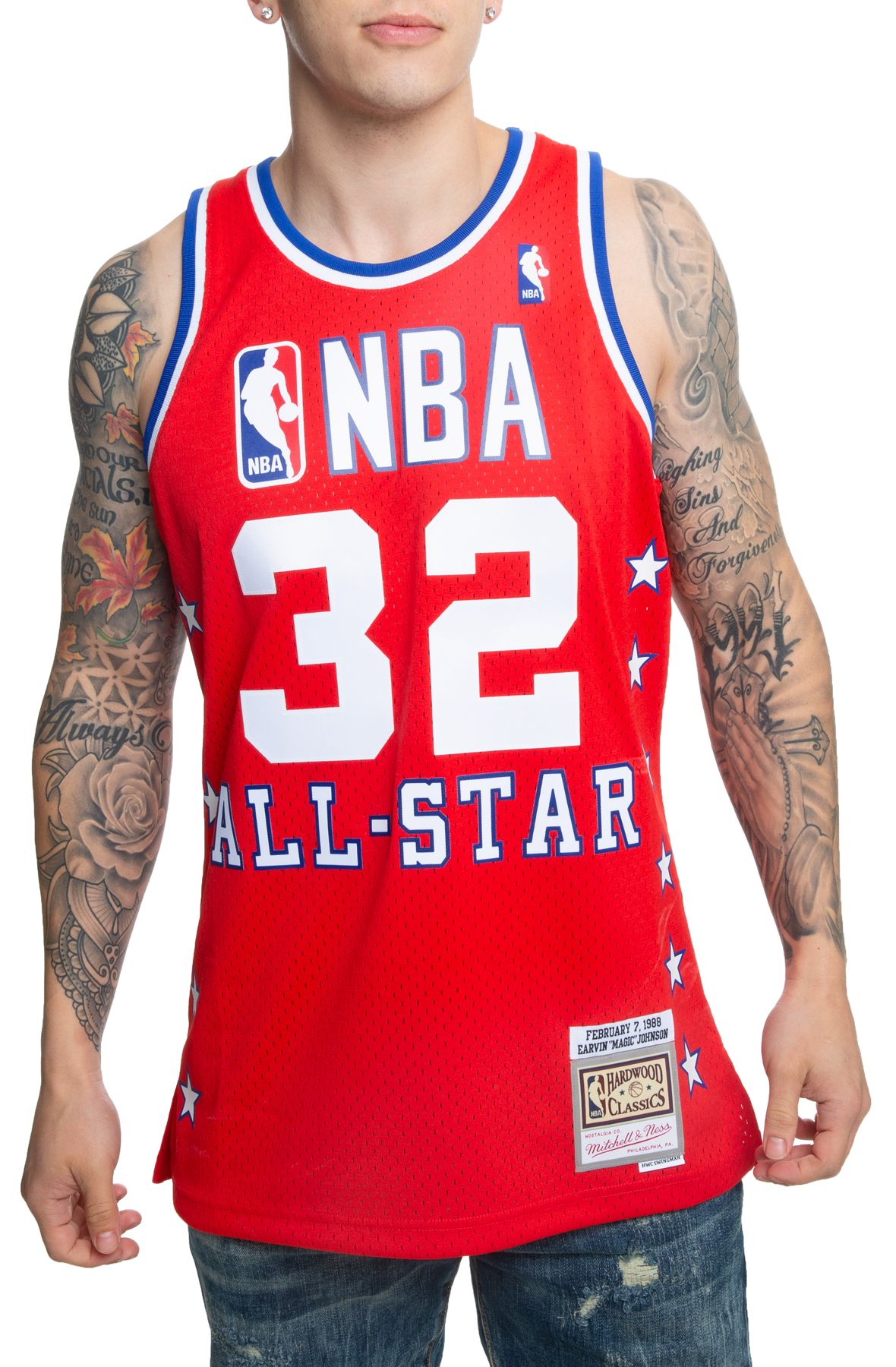 Mitchell & Ness All Over West Mens Swingman Jersey (White)