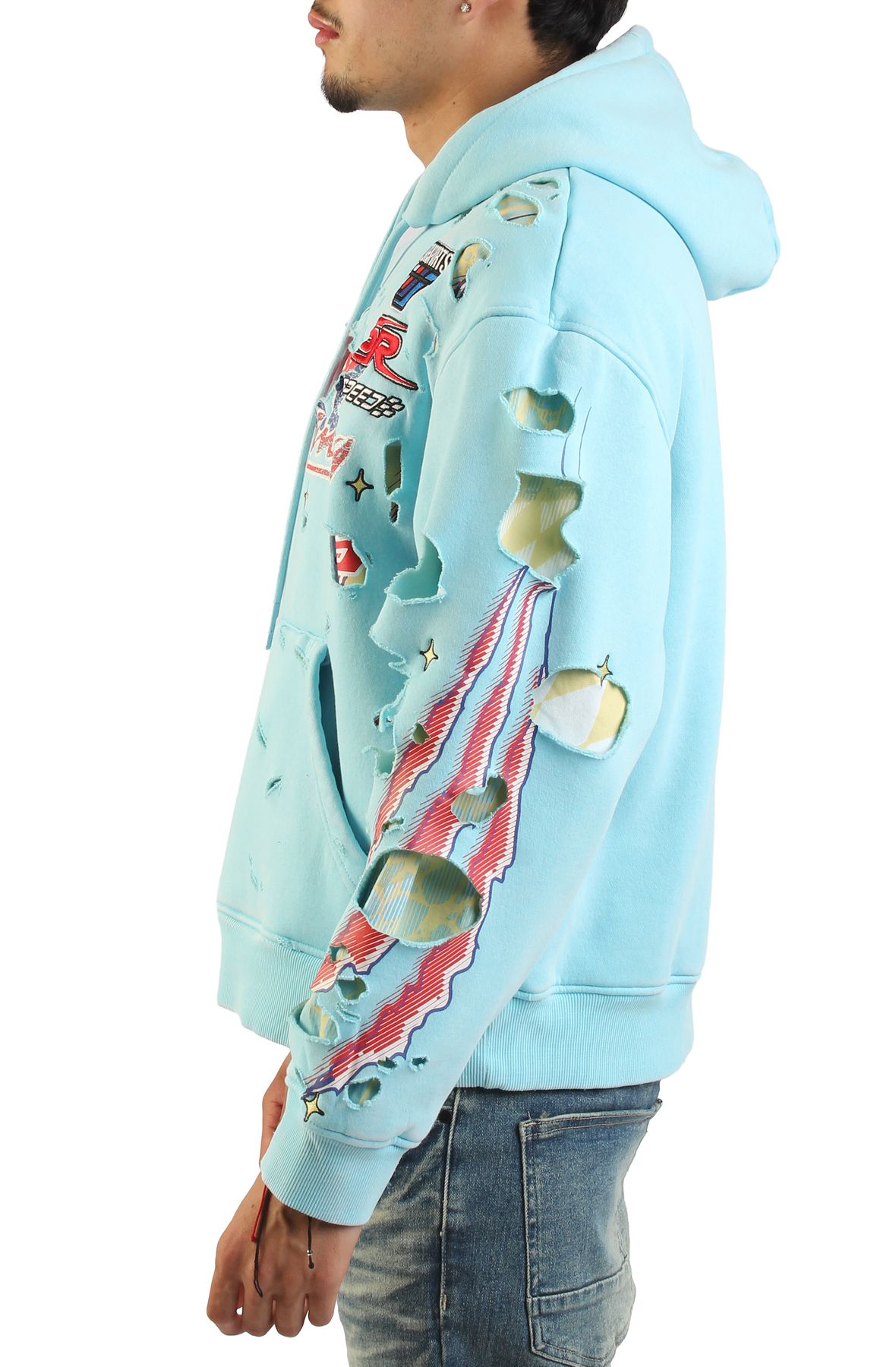 SMOKE RISE Racing Double Layer Hoodie FO26S428SK-SKY - Shiekh
