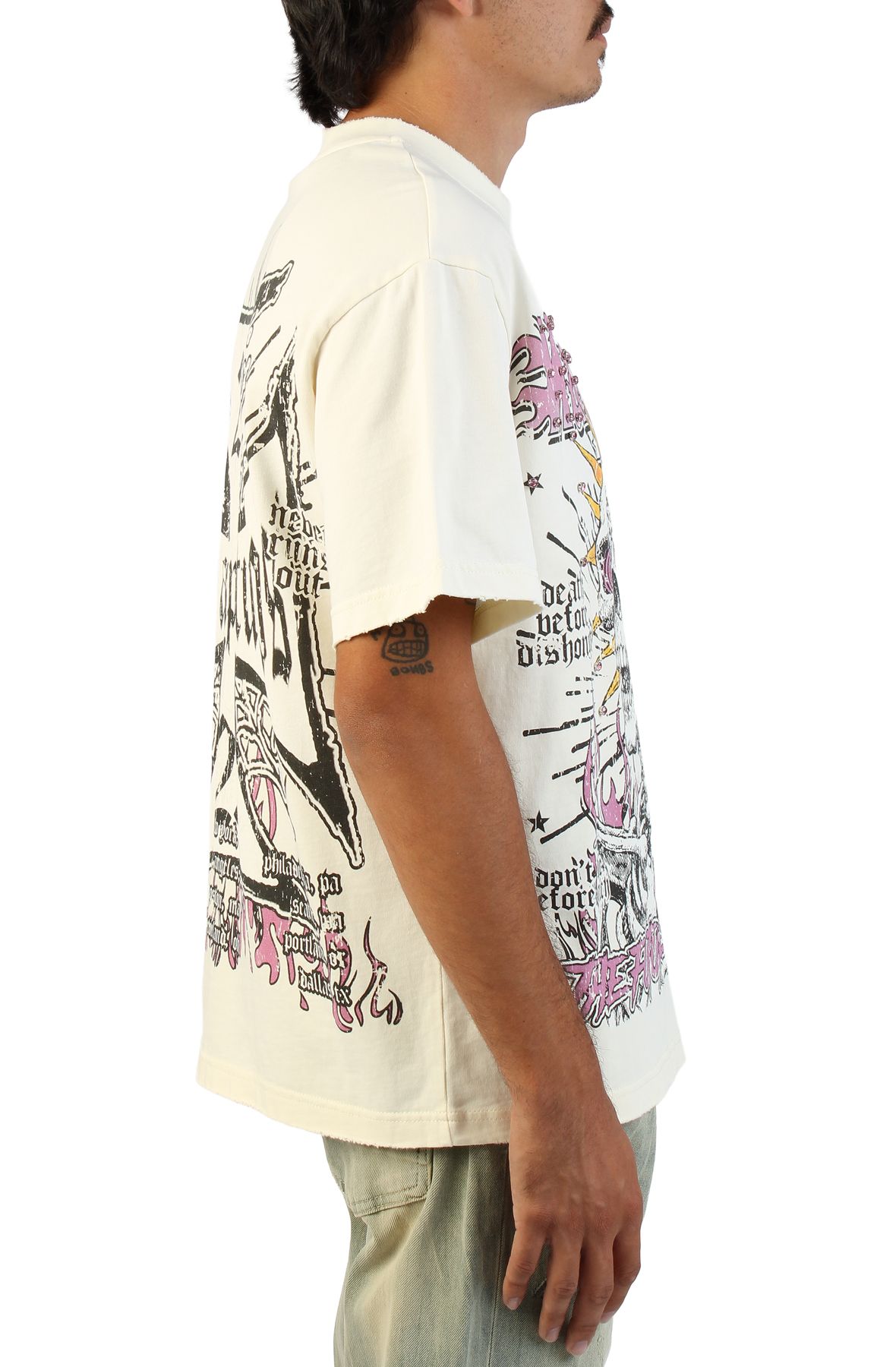AKS Skull Spike T-Shirt SAJAN26TS_01NAT - Shiekh