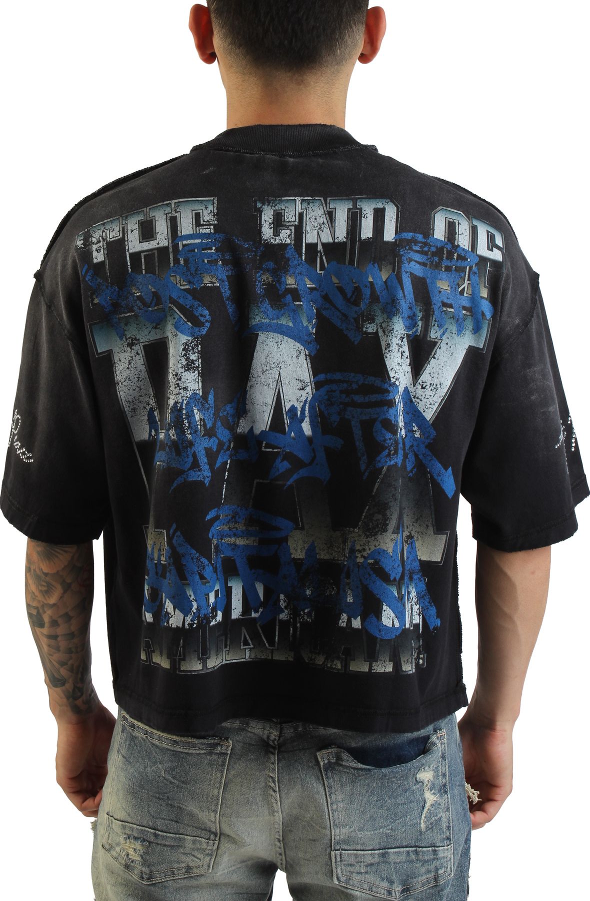 RARE PEACE God's Tear Crop T-Shirt RT5020-BLK - Shiekh