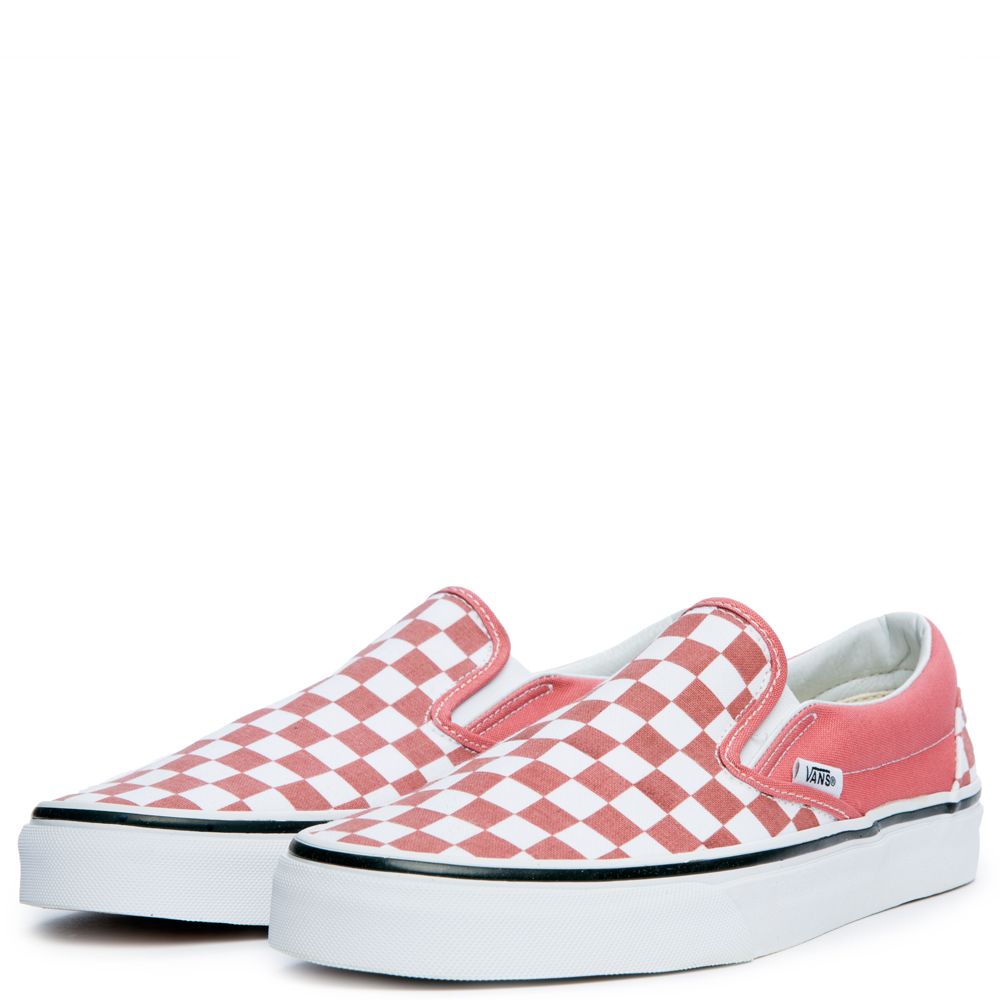 vans slip on checkerboard with rose