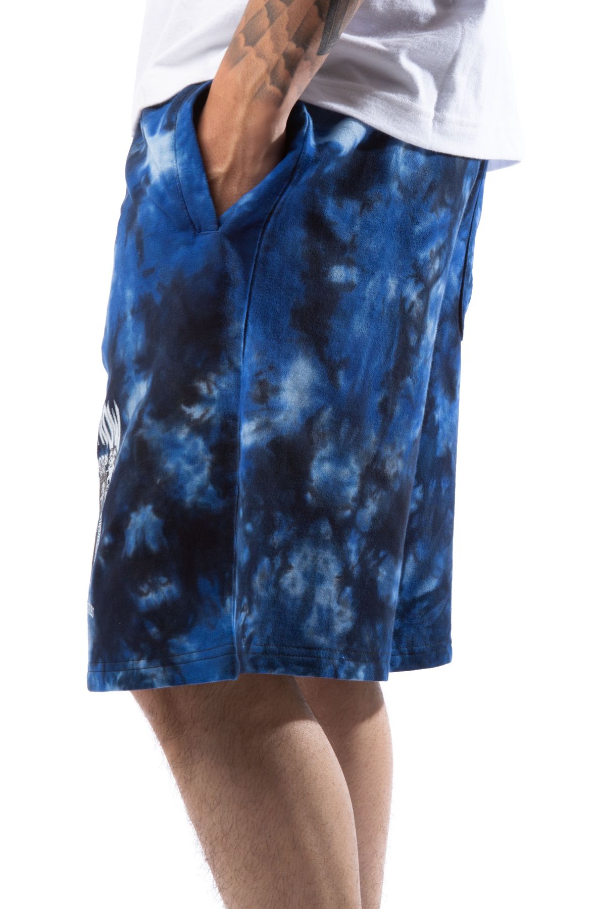 CROOKS & CASTLES Death Row X Crooks Tie Dye Shorts DR-SH101-21BLUE