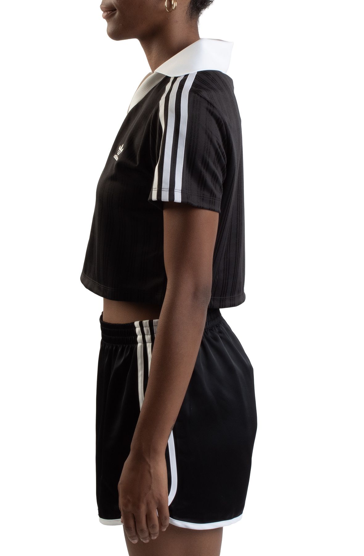 ADIDAS Adicolor Football Jacquard V-Neck Crop Polo Shirt