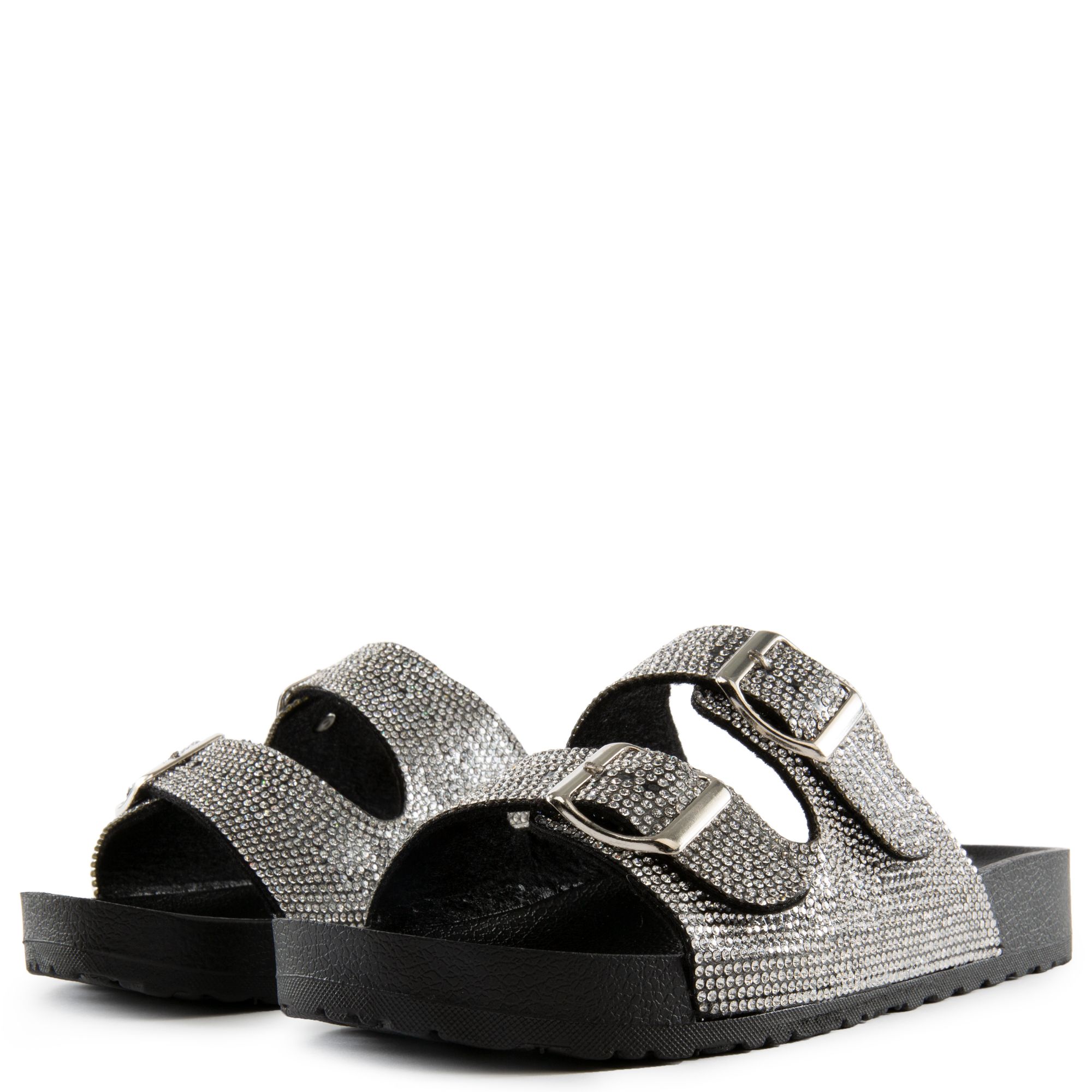 H2K TRADING Aspen Double Band Sandals ASPEN-BLK - Shiekh