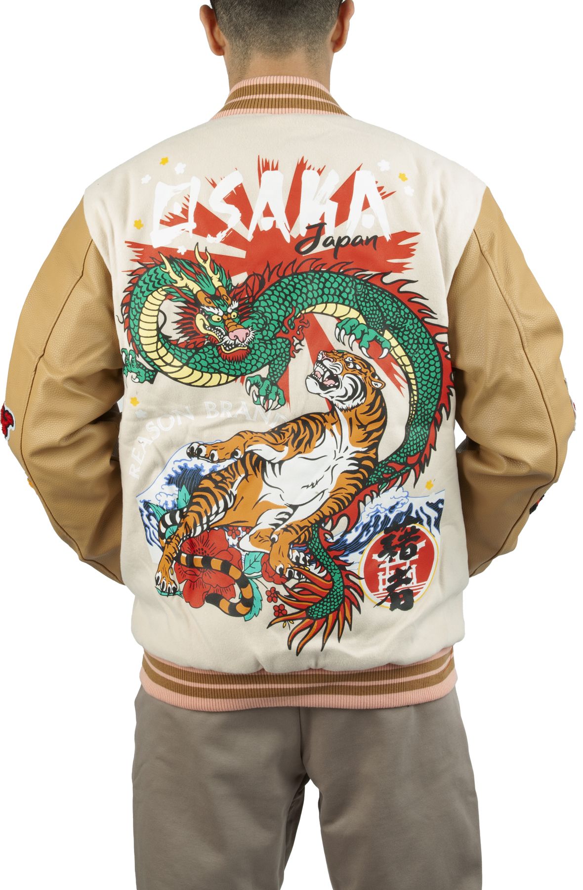 REASON Osaka Street Team Varsity Jacket RSNVJ-14KHAKI - Shiekh