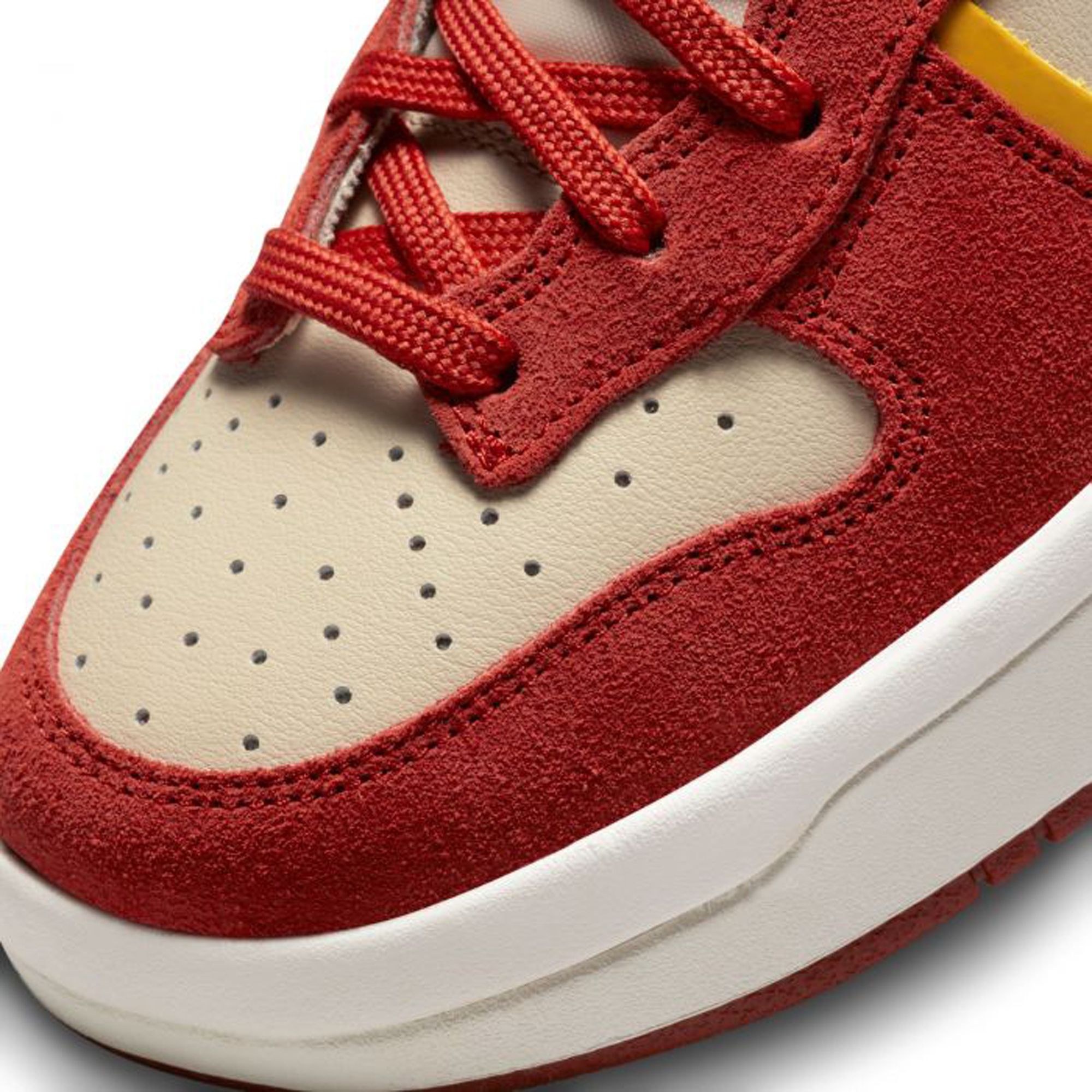 nike dunk high up trainers in sanddrift and cinnabar red