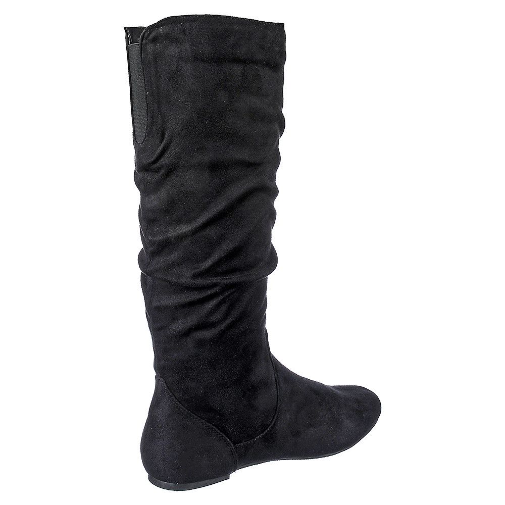 flat long black boots