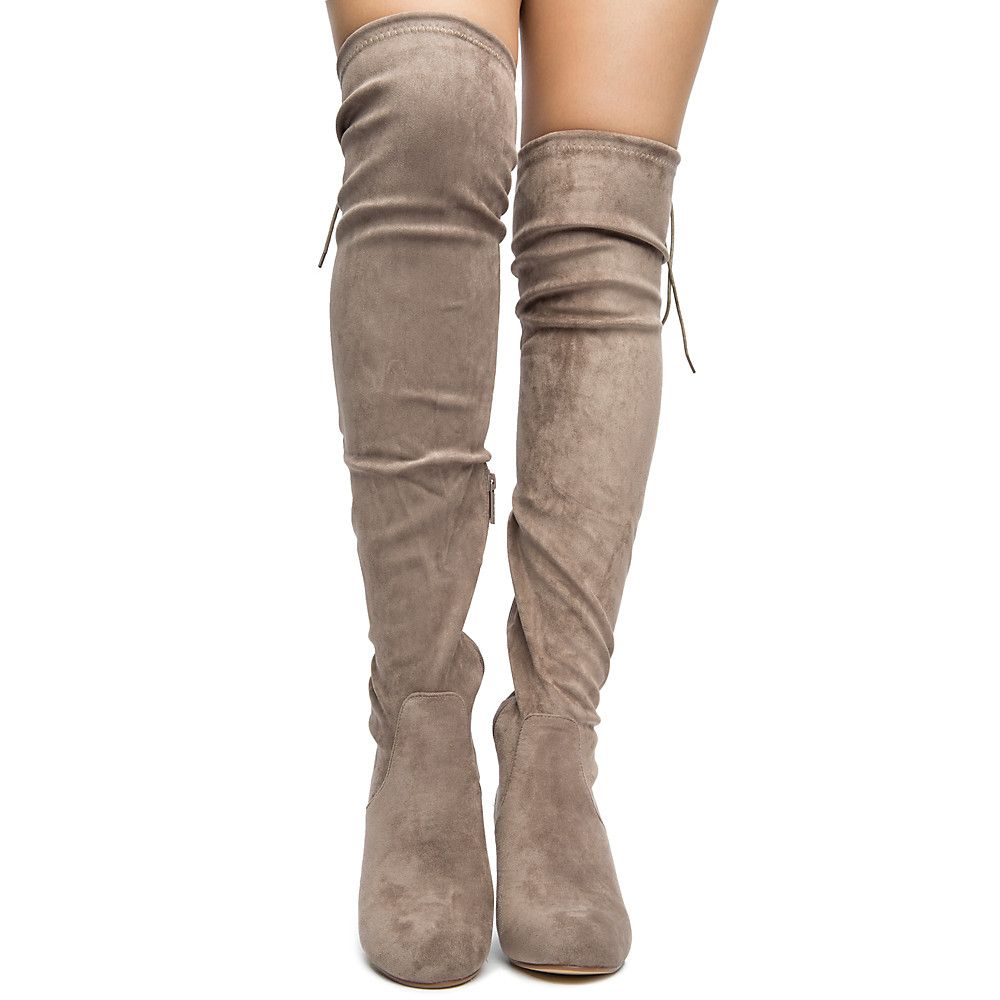 ELEGANT Women's Caryl-1 Over The Knee Boots CARYL-1/TAUPE - Shiekh