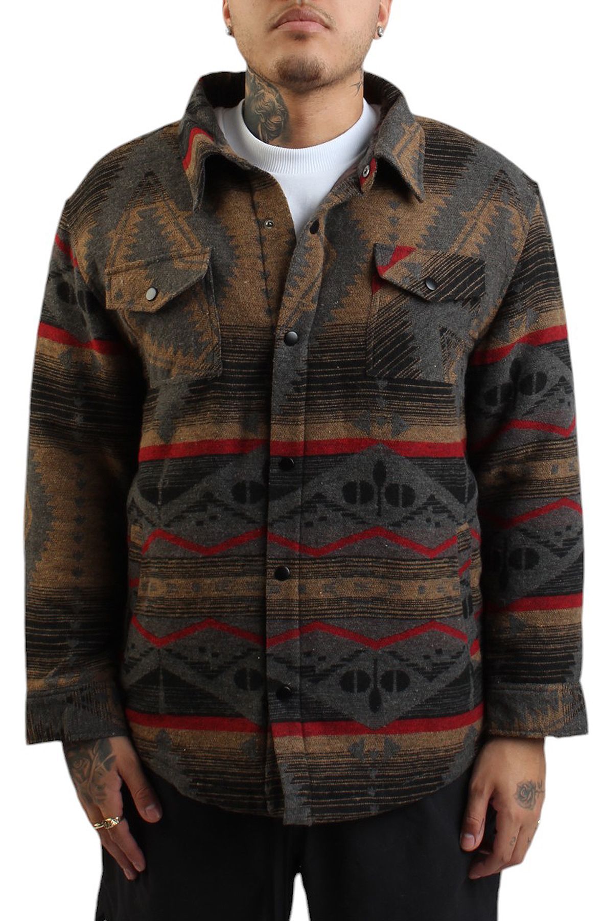 HIGH CALIBER Tribal Padded Flannel C14040-REDCAM - Shiekh