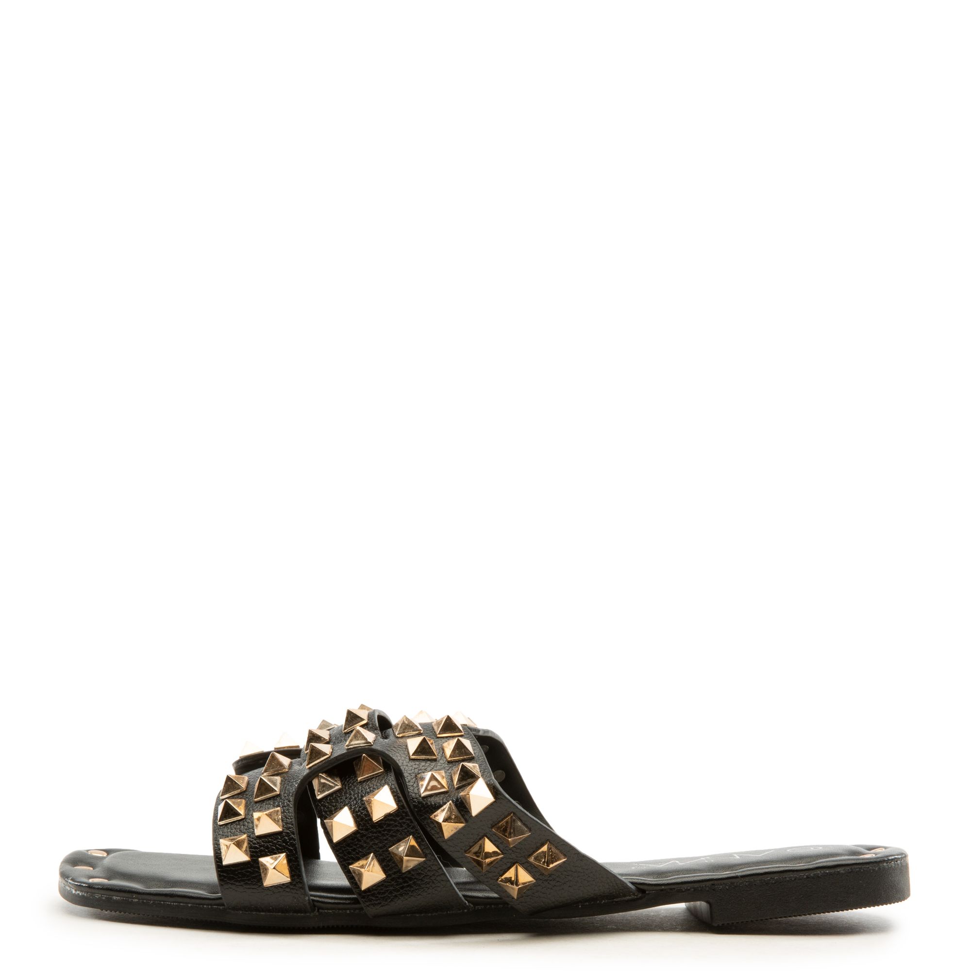 ANNA SHOES Spikky-6 Studded Flat Sandals SPIKKY-6-BLK - Shiekh