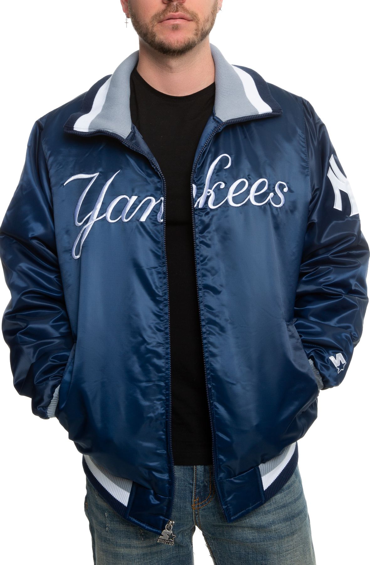 Starter New York Yankees Blown Up Logo Jacket Navy/White