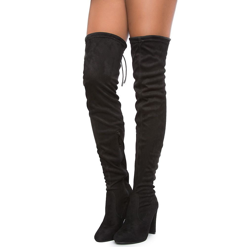 SHIEKH Eve-01 Over The Knee Boot EVE-01 TH/BLACK SUEDE - Shiekh