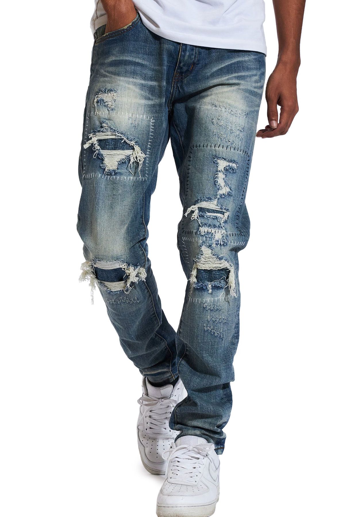 CRYSP DENIM Site Ripped Slashed Jeans CRYSPHOL21-14 - Shiekh