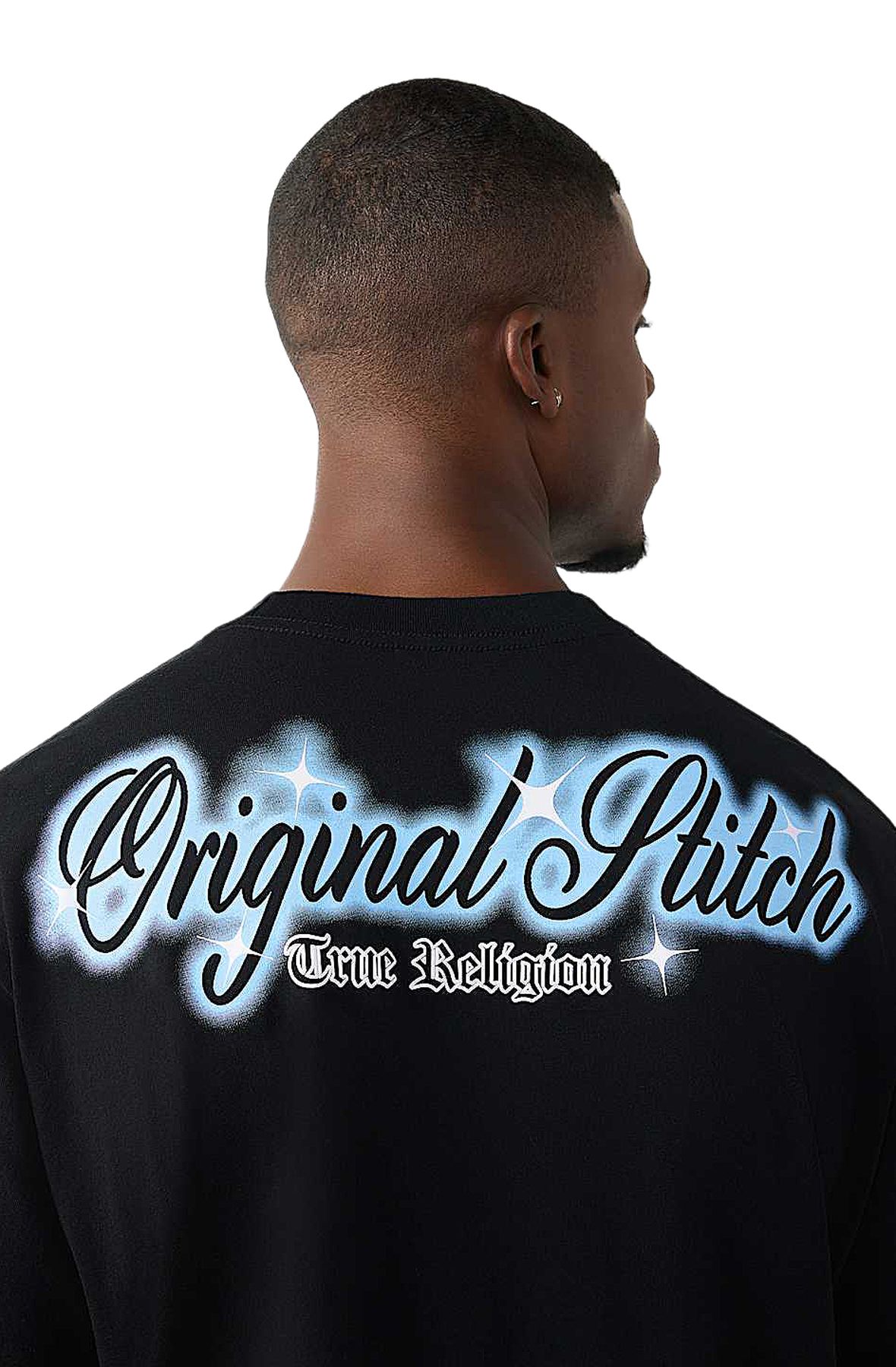 TRUE RELIGION Rhinestone Logo Heavyweight Boxy T-Shirt 110306-1001