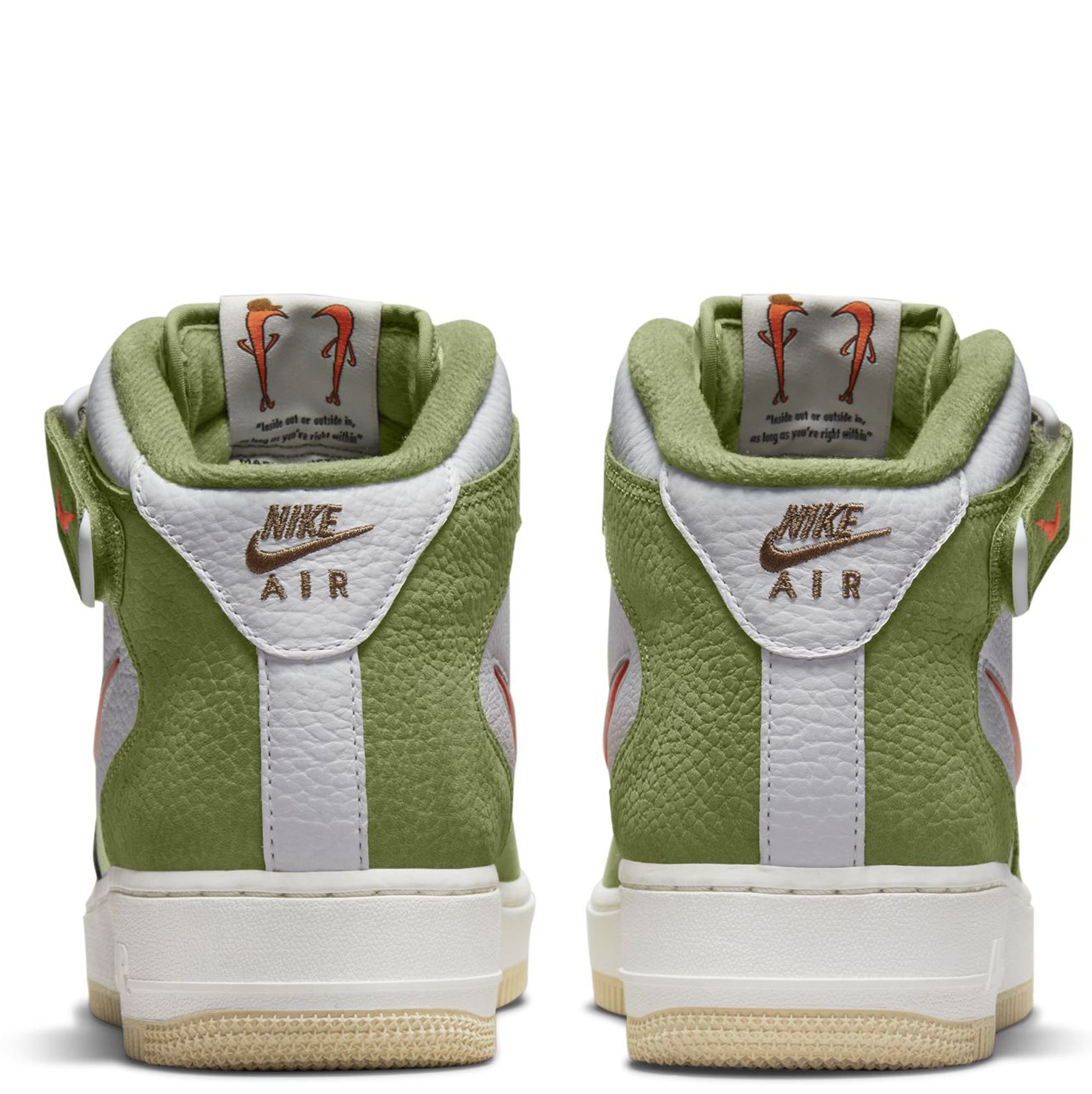 Nike Air Force 1 Mid QS 10.5 / White/Total Orange-Oil Green