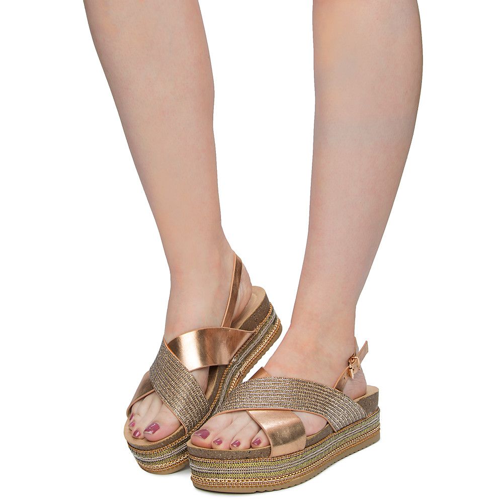 TWIN TIGER Women's Ernie-03 Platform Sandals ERNIE-03/ROSE GOLD - Shiekh