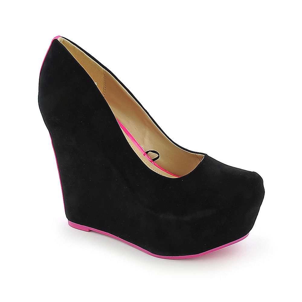black short wedge heels