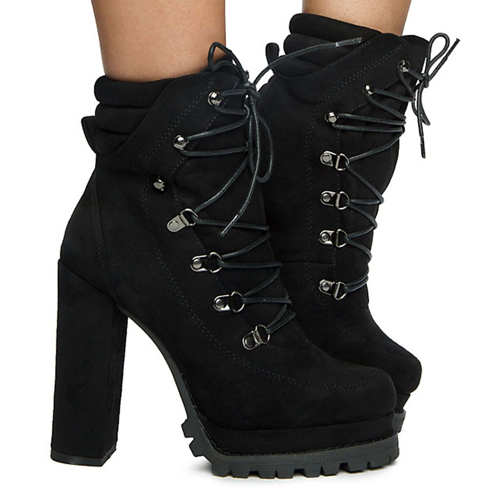 cheap black high heel boots