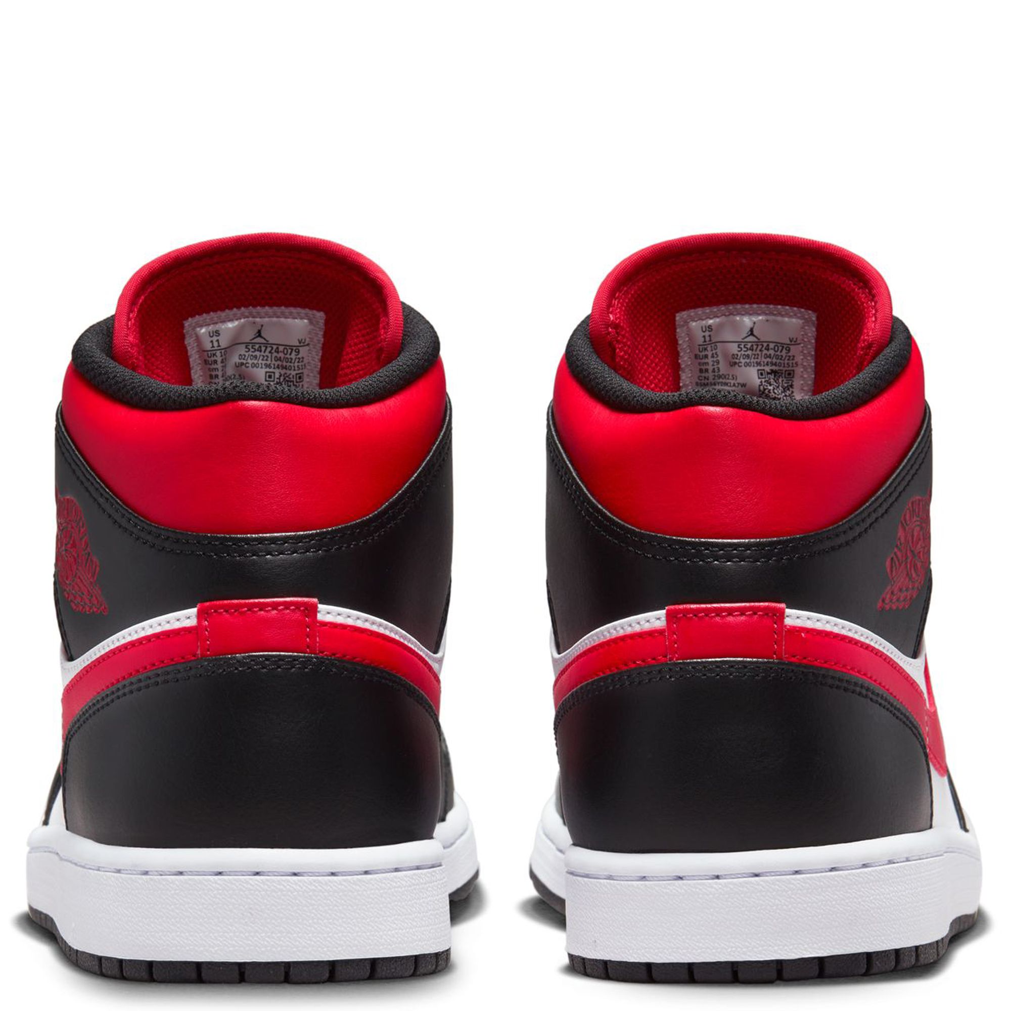 Nike Air Jordan 1 Mid GS Black Fire Red Nero Rosso Bianco 554725 079 • AXJN