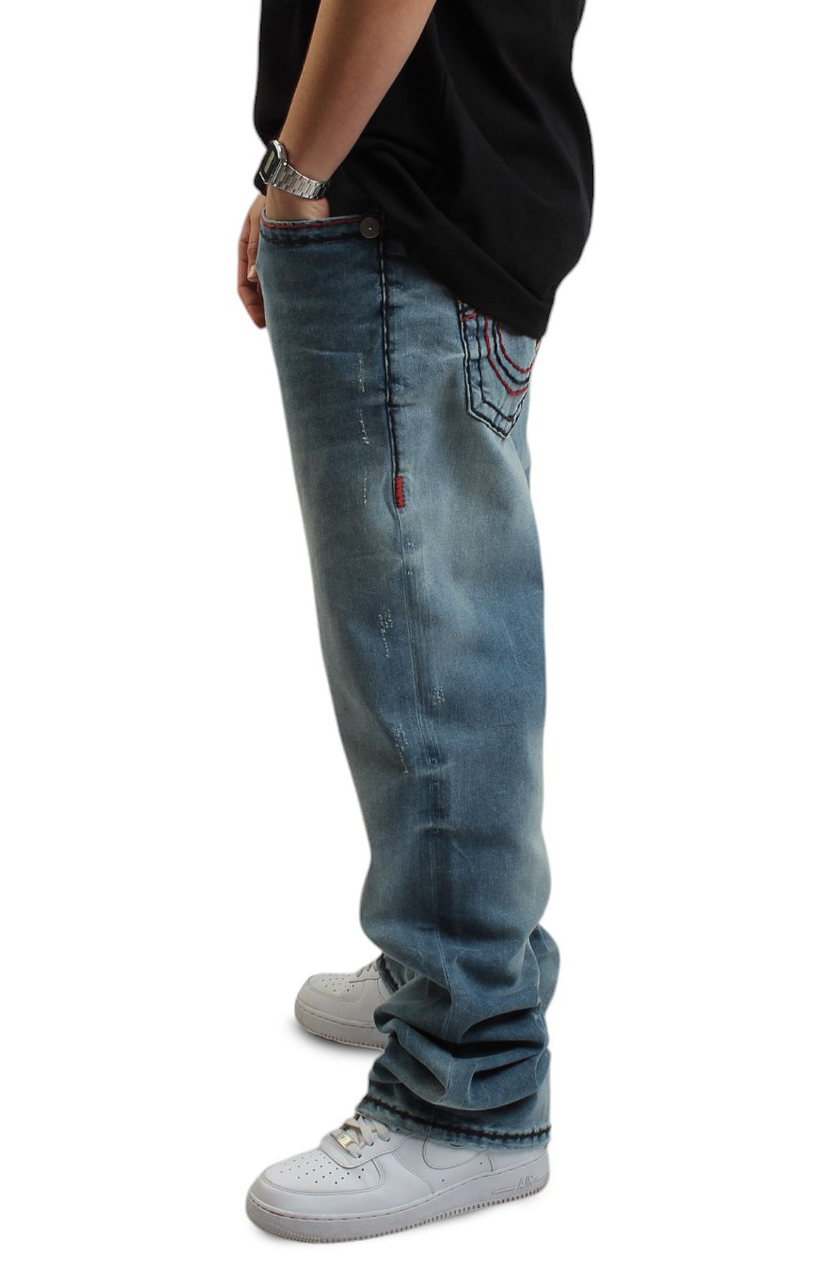 TRUE RELIGION Ricky Super Triple Logo Denim 108712-GRO - Shiekh