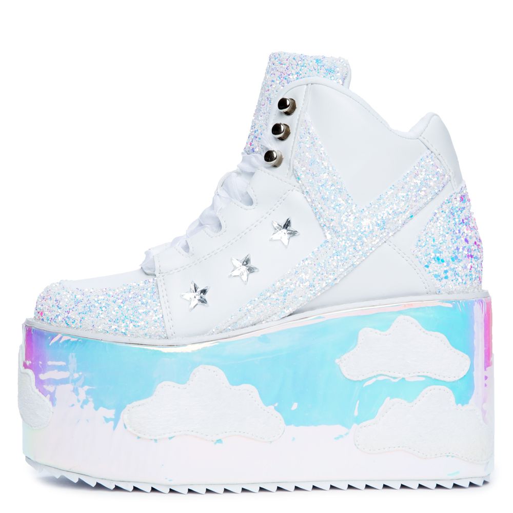Purple Pastel Dreamy Cloud Platform Shoes Nib Yru Fillable Holographic Clou...