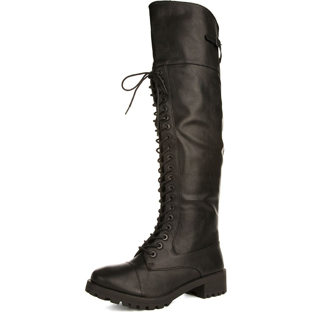 knee high leather combat boots
