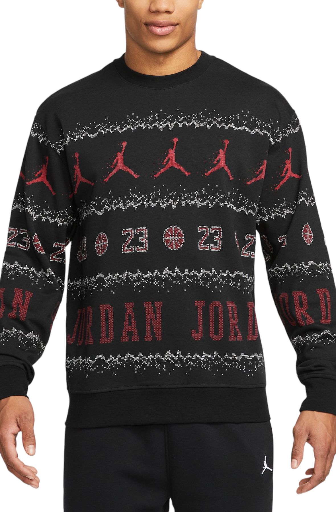 JORDAN Essentials Holiday Fleece Crewneck Sweatshirt FD7463 010 - Shiekh