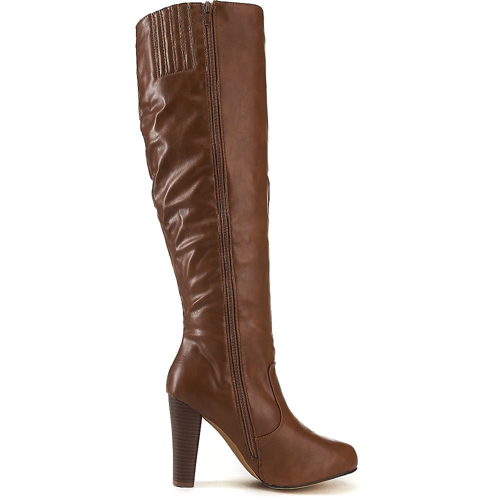 cognac high heel boots